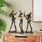 Black Polystone Abstract Musician Sculpture Set with Gold Instruments & Music Notes